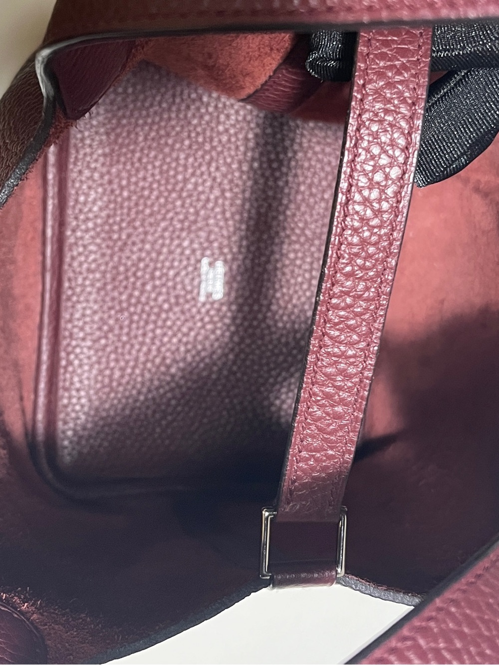 Hermes Bordeaux Togo Leather Bucket Tote with Silver-Tone Padlock - Picture 14 of 16